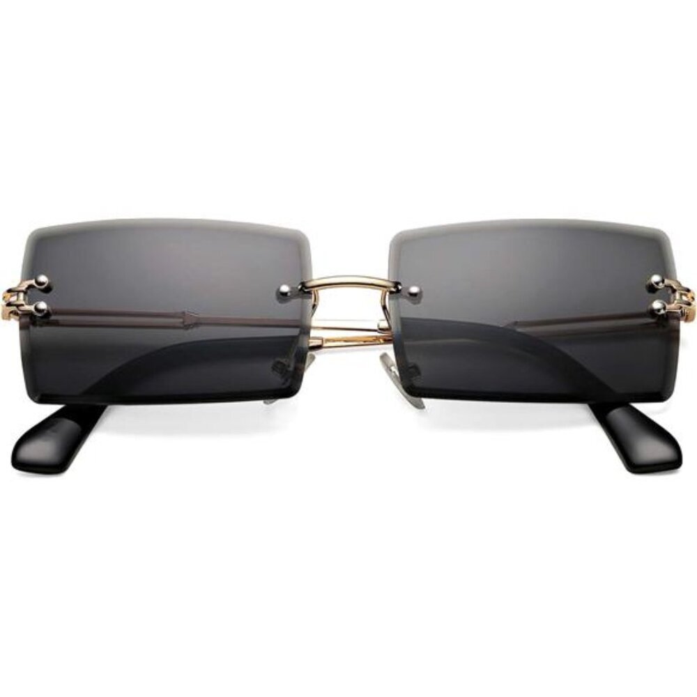 Rectangle Sunglasses Small Rimless Square Shade E… - image 1